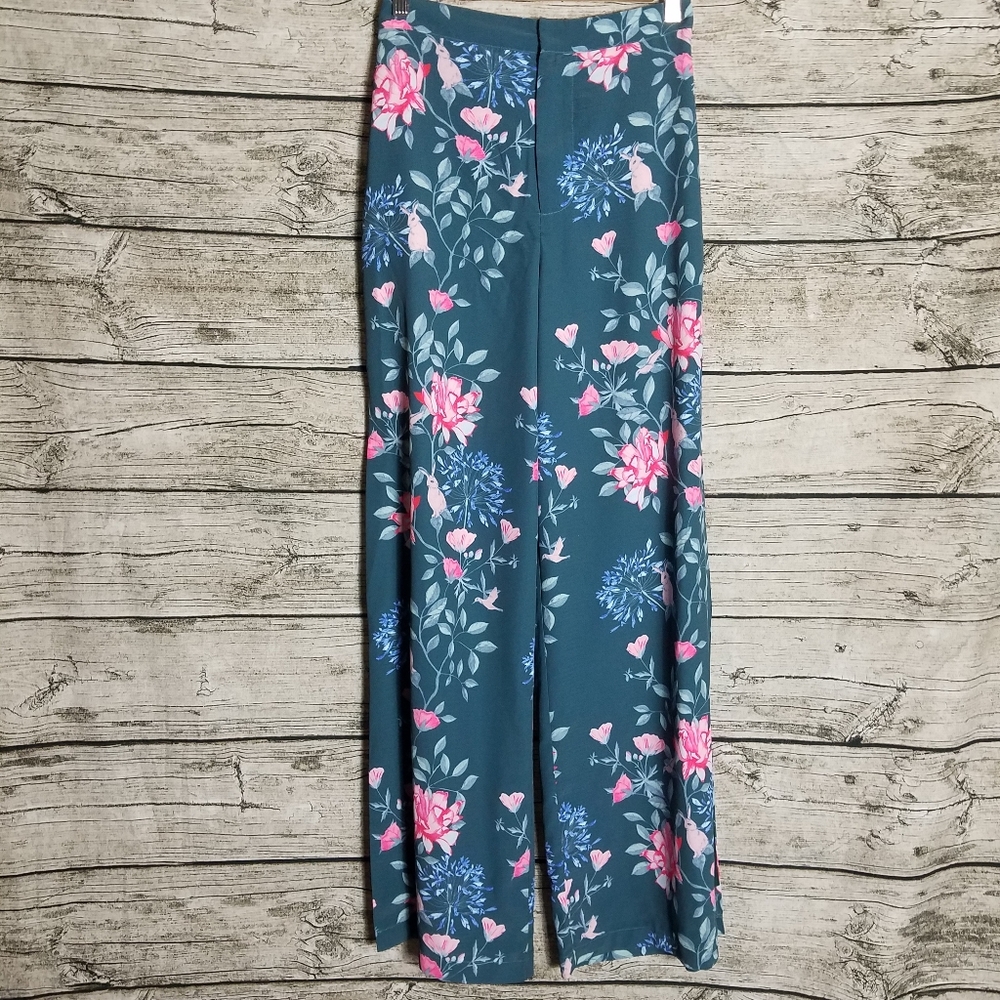 Endless Rose Floral Wide Leg Palazzo Pants Size Small.Waist approx: 12.5 inche